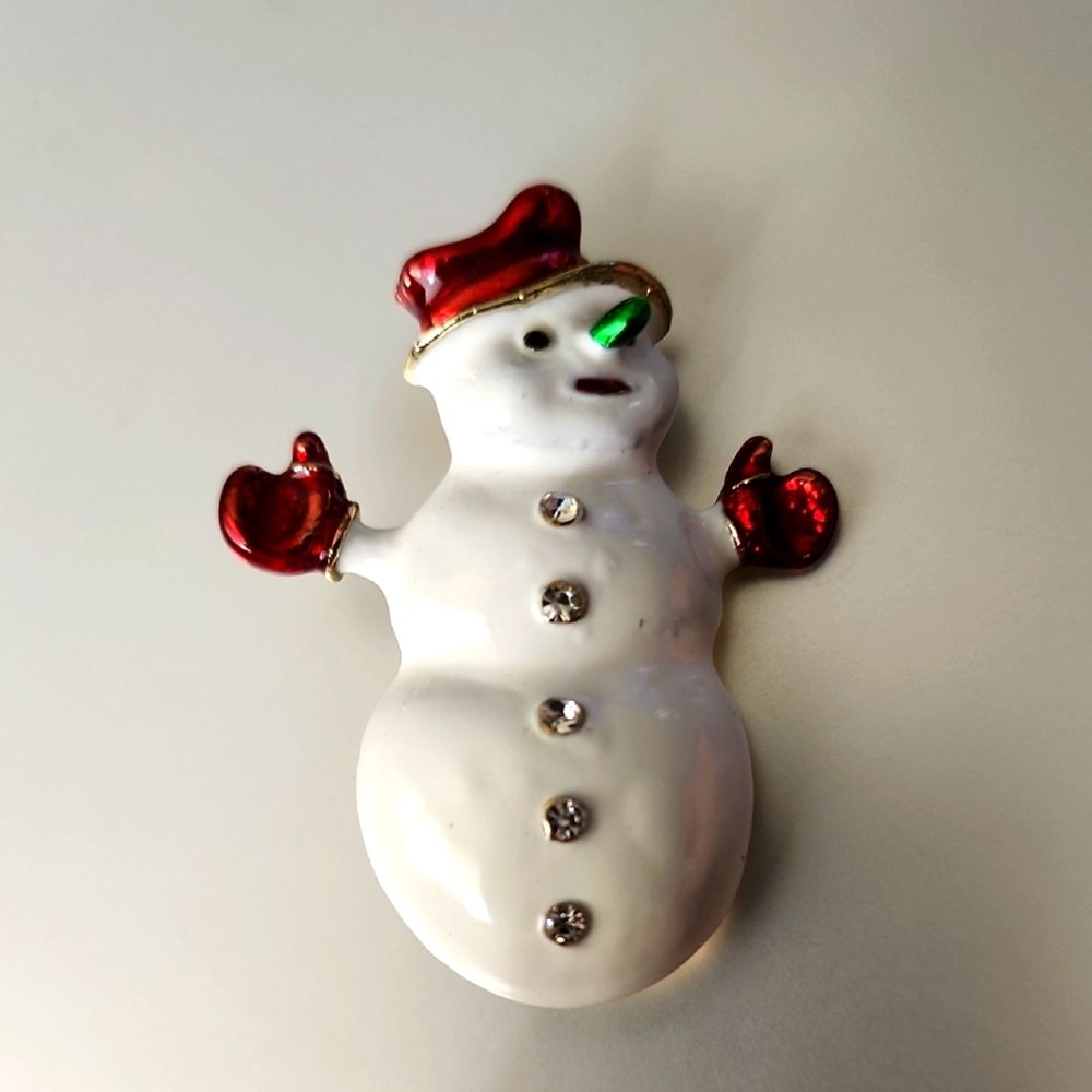 Snowman Necklace Brooch Combo